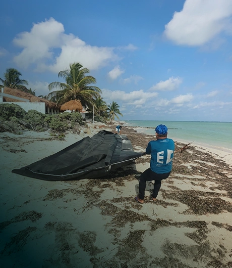 Instalación de rompeolas semisumergido en Yucatán